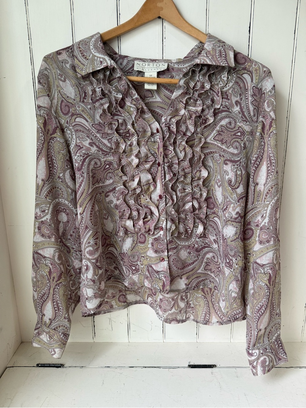 Norton McNaughton Vintage Y2K Ruffled Paisley Blouse
